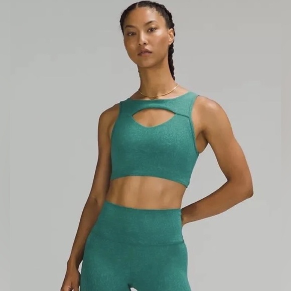 Lululemon Everlux Cut Out Train Bra Teal Med Support Size 8 - Picture 1 of 7
